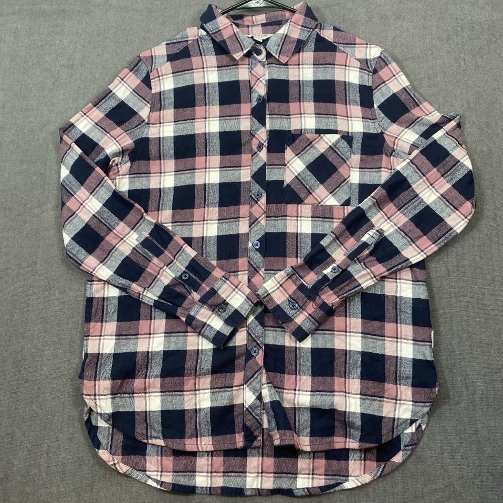 Orvis Womens Classic Collection Plaid Button-Up Shirt M/M Pink Navy Cotton Blend